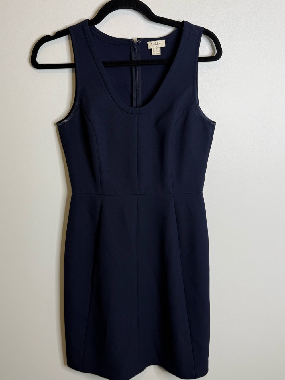 J. Crew Navy Scoop Neck Midi Sheath Dress size 2